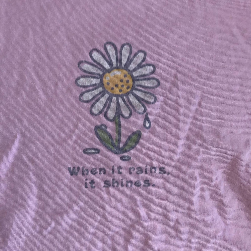Women’s Life is Good Pink Daisy Shirt When it rains it shines